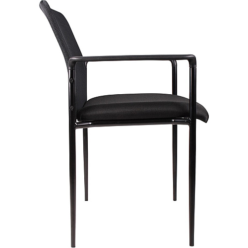 Lorell Reception Side Chair with Molded Cap Arms Black Seat Color - Mesh Back Material - Steel Frame Material - Four-legged Base - 1 Each (LLR69506)