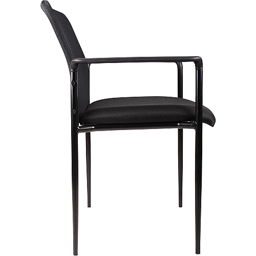 Lorell Reception Side Chair with Molded Cap Arms Black Seat Color - Mesh Back Material - Steel Frame Material - Four-legged Base - 1 Each (LLR69506)