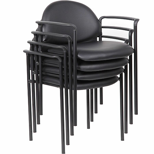 Lorell Reception Guest Chair with Arms Black Seat Color - Vinyl Seat Material - Vinyl Back Material - Steel Frame Material - Four-legged Base - Black - 1 Each (LLR69507)