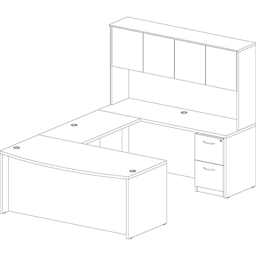 Lorell Essentials Series Bowfront Desk Shell 29.5" Height x 70.9" Width x 41.4" Depth x 1" Thickness - Finish: Laminate, Mahogany - Grommet, Modesty Panel, Durable, Adjustable Feet (LLR69370)