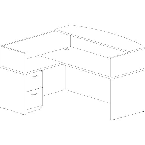 Lorell Essentials Series Bowfront Desk Shell 29.5" Height x 70.9" Width x 41.4" Depth x 1" Thickness - Finish: Laminate, Mahogany - Grommet, Modesty Panel, Durable, Adjustable Feet (LLR69370)