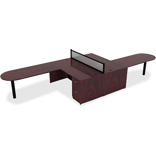 Lorell Essentials Series Rectangular Desk Shell 29.5" Height x 70.9" Width x 35.6" Depth x 1" Thickness - Finish: Laminate, Mahogany - Grommet, Cord Management, Durable, Adjustable Feet (LLR69371)