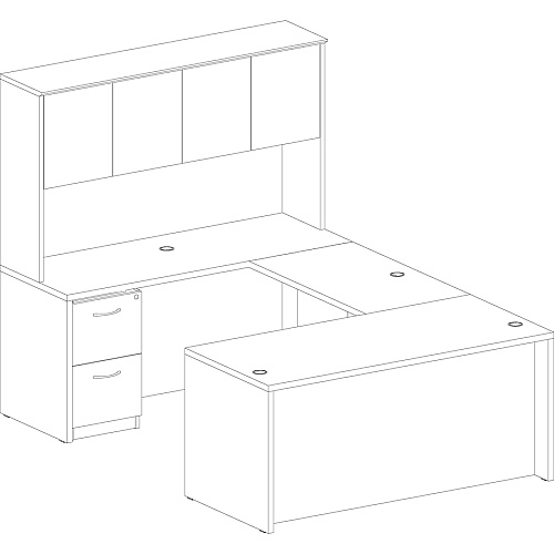 Lorell Essentials Series Stack-on Hutch with Doors 36" Height x 66.1" Width x 14.8" Depth - 4 Door(s) - Finish: Laminate, Mahogany - Cord Management, Grommet (LLR69383)