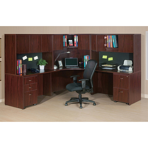 Lorell Essentials Series Box/Box/File Mobile File Cabinet 28.6" Height x 15.8" Width x 22" Depth x 1" Thickness - 3 x Box, File Drawer(s) - Finish: Laminate, Mahogany - Leveling Glide, Durable (LLR69395)