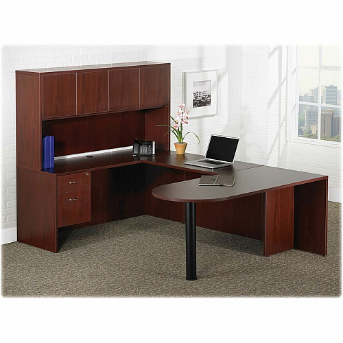 Lorell Essentials Series Box/File Hanging File Cabinet 18.9" Height x 15.5" Width x 21.9" Depth - 2 x Box, File Drawer(s) - Double Pedestal - Finish: Laminate, Mahogany - Ball-bearing Suspension, Lockable Drawer, Adjustable Feet (LLR69398)