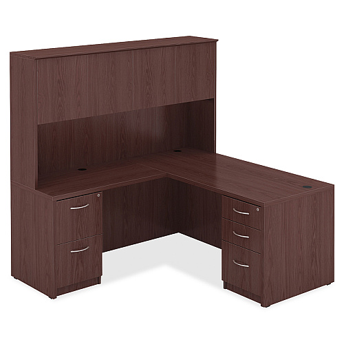 Lorell Essentials Series File/File Mobile File Cabinet 28.6" Height x 15.8" Width x 22" Depth - Double Pedestal - Finish: Laminate, Mahogany - Leveling Glide (LLR69397)