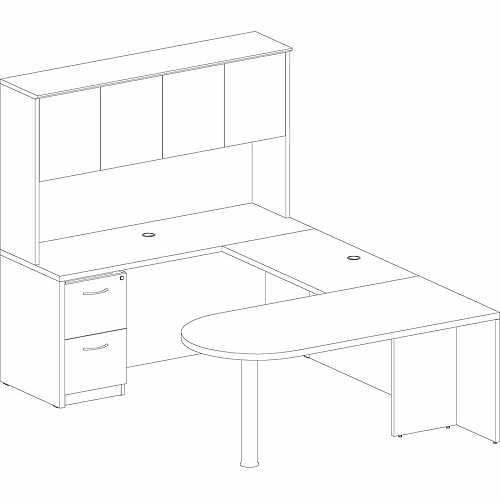 Lorell Essentials Peninsula Desk Box 1/2 29.5" Height x 30" Width x 66" Depth - Finish: Laminate, Mahogany - Durable (LLR69380)