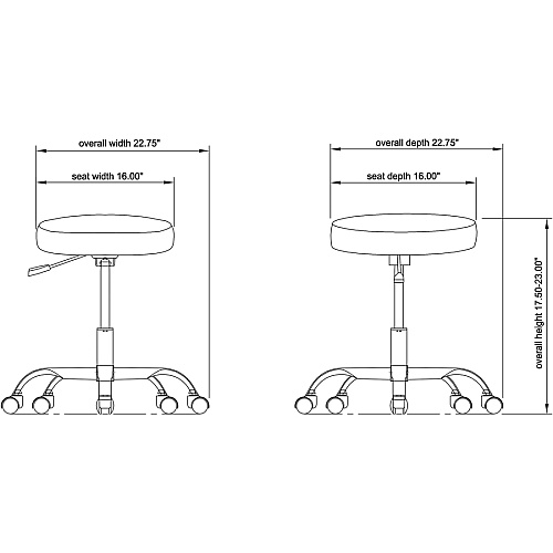 Lorell Backless Pneumatic-Lift Stool Vinyl Seat Material - 5-star Base - Black - 1 Each (LLR69513)