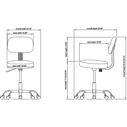 Lorell 16" Round Seat Pneumatic-Lift Stool with Back Vinyl Seat Material - 5-star Base - Black - 1 Each (LLR69511)