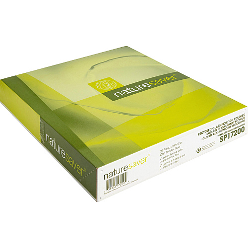 Nature Saver 1/3 Tab Cut Letter Recycled Classification Folder 8 1/2" x 11" - 2" for Folder - Top Tab Location - 1 Divider(s) - 25 pt. - Blue - 100% Recycled - 10 / Box (SP17200)