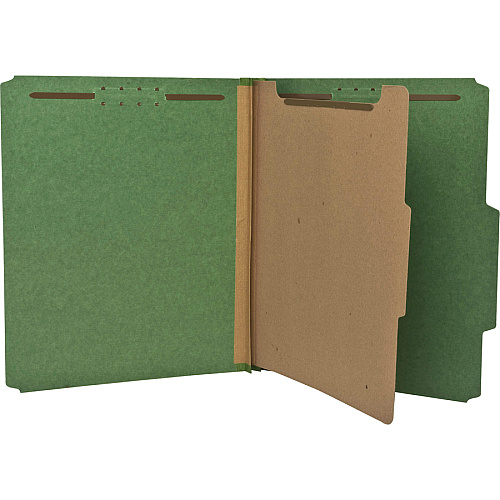 Nature Saver Letter Recycled Classification Folder 8 1/2" x 11" - 2" for Folder - Top Tab Location - 1 Divider(s) - 25 pt. - Green - 100% Recycled - 10 / Box (SP17203)