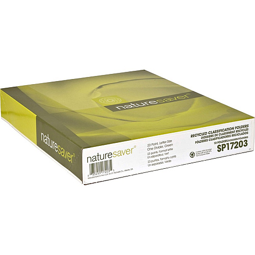 Nature Saver Letter Recycled Classification Folder 8 1/2" x 11" - 2" for Folder - Top Tab Location - 1 Divider(s) - 25 pt. - Green - 100% Recycled - 10 / Box (SP17203)