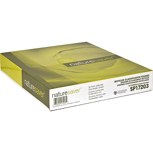 Nature Saver Letter Recycled Classification Folder 8 1/2" x 11" - 2" for Folder - Top Tab Location - 1 Divider(s) - 25 pt. - Green - 100% Recycled - 10 / Box (SP17203)