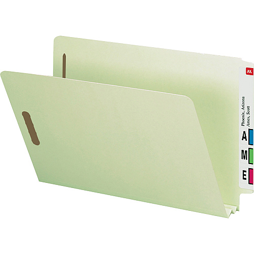 Nature Saver Legal Recycled End Tab File Folder 8 1/2" x 14" - 2" Expansion - 2" for Folder - 25 pt. - Pressboard - Gray/Green - Tyvek Gusset - 100% Recycled - 25 / Box (SP17266)