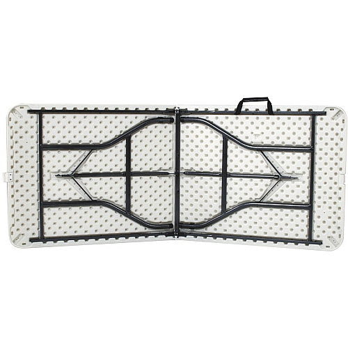 Cosco 6 foot Centerfold Blow Molded Folding Table Rectangle Top - Folding Base - 29.63" Table Top Width x 72" Table Top Depth - 29.25" Height - White - Steel Frame Material - 1 Each (14678WSP1)