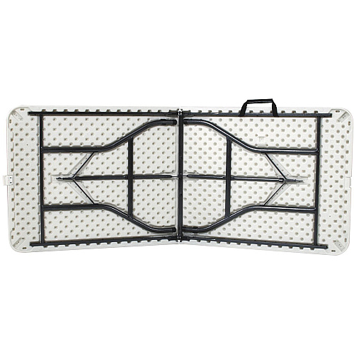 Cosco 6 foot Centerfold Blow Molded Folding Table Rectangle Top - Folding Base - 29.63" Table Top Width x 72" Table Top Depth - 29.25" Height - White - Steel Frame Material - 1 Each (14678WSP1)