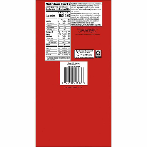 Cheez-It&reg White Cheddar Crackers White Cheddar - 15 oz - 6 / Box (31533)