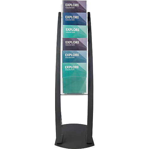Deflecto Contemporary Floor Display 6 Compartment(s) - Compartment Size : 1.45" - 49" Height x 13" Width x 16.50" Depth - Floor - Black - Metal - 1 Each (693104)