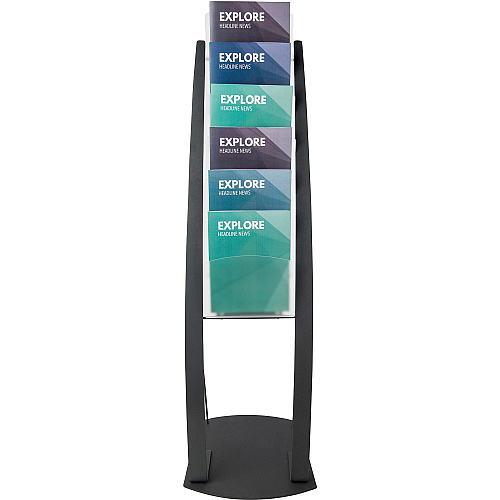 Deflecto Contemporary Floor Display 6 Compartment(s) - Compartment Size : 1.45" - 49" Height x 13" Width x 16.50" Depth - Floor - Black - Metal - 1 Each (693104)