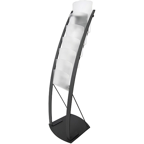 Deflecto Contemporary Floor Display 6 Compartment(s) - Compartment Size : 1.45" - 49" Height x 13" Width x 16.50" Depth - Floor - Black - Metal - 1 Each (693104)