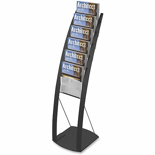 Deflecto Contemporary Floor Display 6 Compartment(s) - Compartment Size : 1.45" - 49" Height x 13" Width x 16.50" Depth - Floor - Black - Metal - 1 Each (693104)