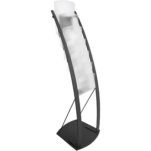 Deflecto Contemporary Floor Display 6 Compartment(s) - Compartment Size : 1.45" - 49" Height x 13" Width x 16.50" Depth - Floor - Black - Metal - 1 Each (693104)