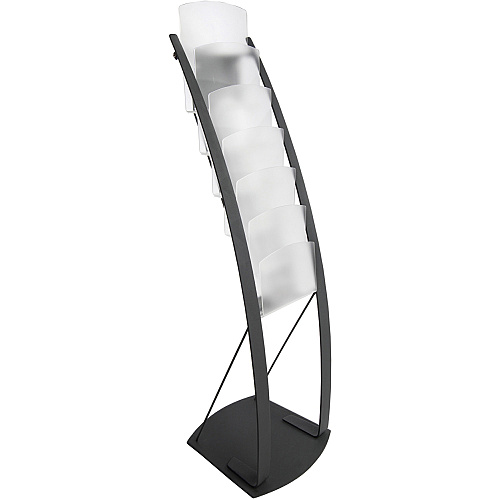 Deflecto Contemporary Floor Display 6 Compartment(s) - Compartment Size : 1.45" - 49" Height x 13" Width x 16.50" Depth - Floor - Black - Metal - 1 Each (693104)