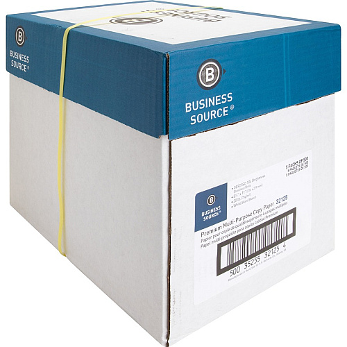 Business Source Premium Multipurpose Copy Paper 92 Brightness - Letter - 8 1/2" x 11" - 20 lb Basis Weight - Acid-free - White - 2500 Sheets - 500 Sheets per Ream - 5 / Carton (BSN32125)