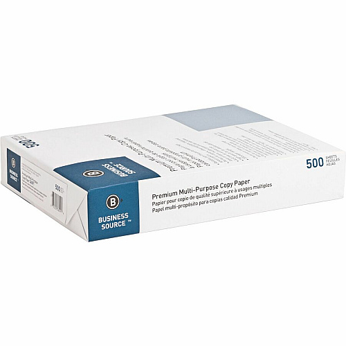 Business Source Premium Multipurpose Copy Paper 92 Brightness - Letter - 8 1/2" x 11" - 20 lb Basis Weight - Acid-free - White - 2500 Sheets - 500 Sheets per Ream - 5 / Carton (BSN32125)