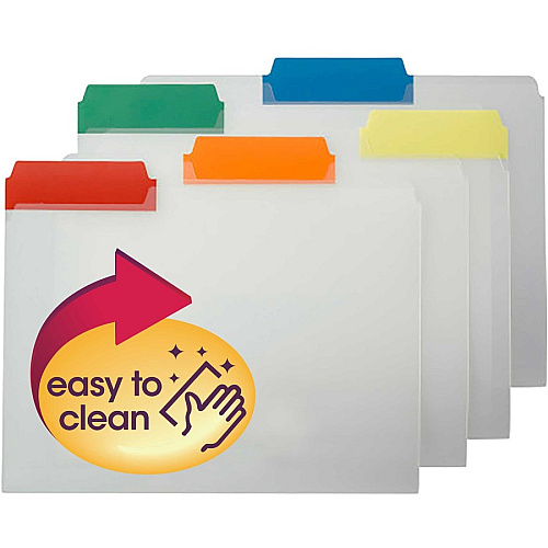 Smead 1/3 Tab Cut Letter Top Tab File Folder 8 1/2" x 11" - Top Tab Location - Assorted Tab Position - 1 Plys - Polypropylene - Clear, Blue, Red, Green, Yellow, Orange - 25 / Box (10530)