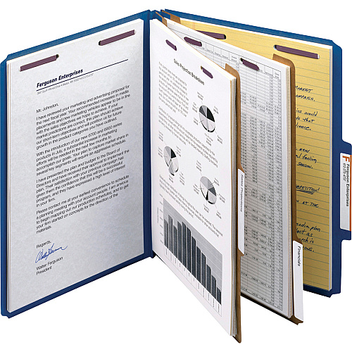 Smead Premium Pressboard Classification Folders with SafeSHIELD&reg; Coated Fastener Technology 8 1/2" x 11" - 2" Expansion - 2 x 2S Fastener(s) - 2" for Folder, Divider - Top Tab Location - Right of Center Tab Position - 2 Divider(s) - 25 pt. - 1 (14200)