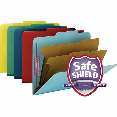 Smead Premium Pressboard Classification Folders with SafeSHIELD&reg; Coated Fastener Technology 8 1/2" x 11" - 2" Expansion - 2 x 2S Fastener(s) - 2" for Folder, Divider - Top Tab Location - Right of Center Tab Position - 2 Divider(s) - 25 pt. - 1 (14201)