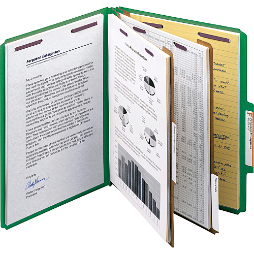 Smead Premium Pressboard Classification Folders with SafeSHIELD&reg; Coated Fastener Technology 8 1/2" x 11" - 2" Expansion - 2 x 2S Fastener(s) - 2" for Folder, Divider - Top Tab Location - Right of Center Tab Position - 2 Divider(s) - 25 pt. - 1 (14201)
