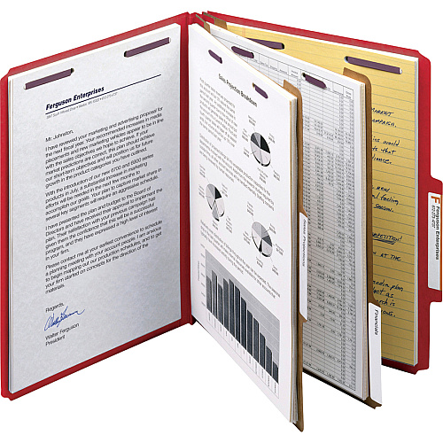 Smead Premium Pressboard Classification Folders with SafeSHIELD&reg; Coated Fastener Technology 8 1/2" x 11" - 2" Expansion - 2 x 2S Fastener(s) - 2" for Folder, Divider - Top Tab Location - Right of Center Tab Position - 2 Divider(s) - 25 pt. - 1 (14202)