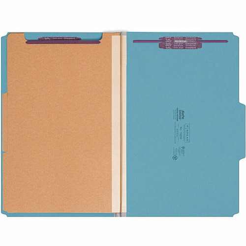 Smead Premium Pressboard Classification Folders with SafeSHIELD&reg; Coated Fastener Technology 8 1/2" x 14" - 2" Expansion - 2 x 2S Fastener(s) - 2" for Folder, 1" for Divider - Top Tab Location - Right of Center Tab Position - 2 Divider(s) - 25  (19204)