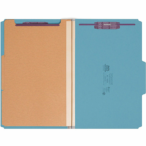 Smead Premium Pressboard Classification Folders with SafeSHIELD&reg; Coated Fastener Technology 8 1/2" x 14" - 2" Expansion - 2 x 2S Fastener(s) - 2" for Folder, 1" for Divider - Top Tab Location - Right of Center Tab Position - 2 Divider(s) - 25  (19204)