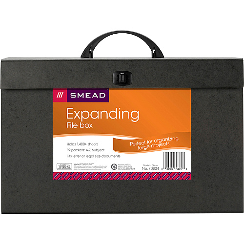 Smead Legal Recycled Expanding File 8 1/2" x 14" - 19 Pocket(s) - Black - 30% Recycled - 1 Each (70804)