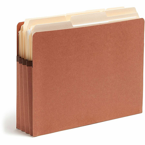 Smead Straight Tab Cut Letter Recycled File Pocket 8 1/2" x 11" - 3 1/2" Expansion - 2 Plys - Redrope - Tear Resistant Gusset - 100% Recycled - 25 / Box (73610)