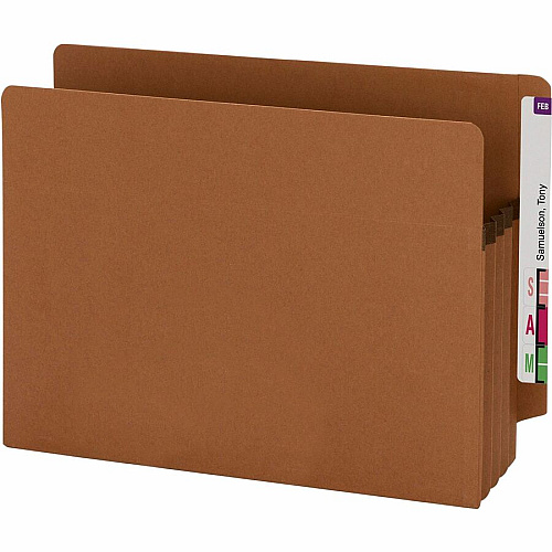 Smead Straight Tab Cut Letter Recycled File Pocket 8 1/2" x 11" - 3 1/2" Expansion - 2 Plys - Redrope - Tear Resistant Gusset - 100% Recycled - 25 / Box (73610)
