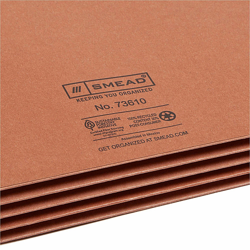 Smead Straight Tab Cut Letter Recycled File Pocket 8 1/2" x 11" - 3 1/2" Expansion - 2 Plys - Redrope - Tear Resistant Gusset - 100% Recycled - 25 / Box (73610)