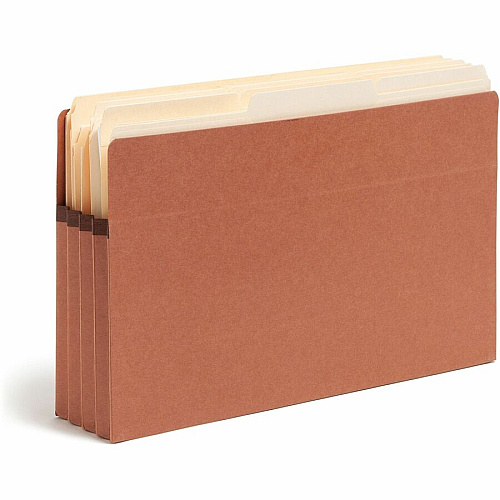 Smead Straight Tab Cut Legal Recycled File Pocket 8 1/2" x 14" - 3 1/2" Expansion - 2 Plys - Redrope - Tear Resistant Gusset - 100% Recycled - 25 / Box (73611)