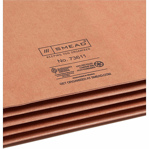 Smead Straight Tab Cut Legal Recycled File Pocket 8 1/2" x 14" - 3 1/2" Expansion - 2 Plys - Redrope - Tear Resistant Gusset - 100% Recycled - 25 / Box (73611)