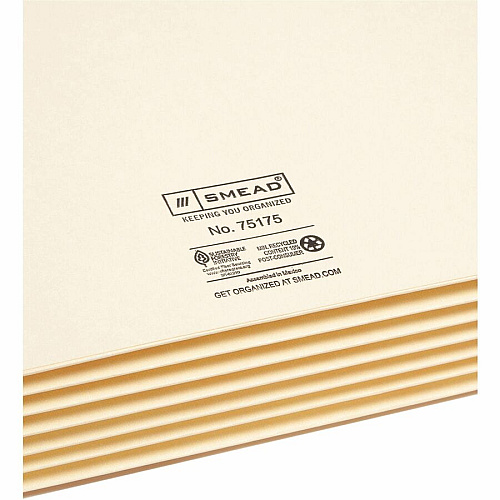 Smead Letter Recycled File Pocket 8 1/2" x 11" - 5 1/4" Expansion - 2 Plys - Manila - Reinforced Tab - 10% Recycled - 10 / Box (75175)