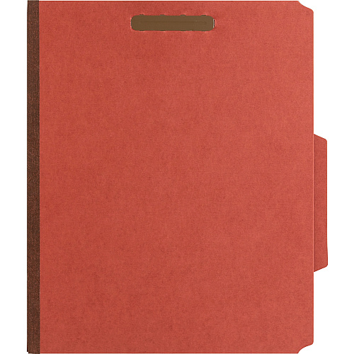 Nature Saver 2/5 Tab Cut Letter Recycled Classification Folder 8 1/2" x 11" - 6 Fastener(s) - 2" for Folder, 1" for Divider - 2 Divider(s) - 25 pt. - Pressboard - Red - Tyvek Gusset - 100% Recycled - 10 / Box (01051)