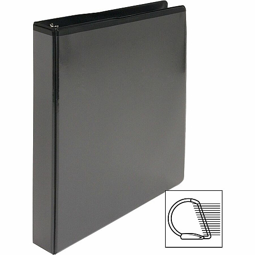 Business Source Basic D-Ring View Binders 1" Binder Capacity - Letter - 8 1/2" x 11" Sheet Size - Fastener(s): D-Ring - Polypropylene - Black - Clear Overlay - 1 Each (BSN28446)