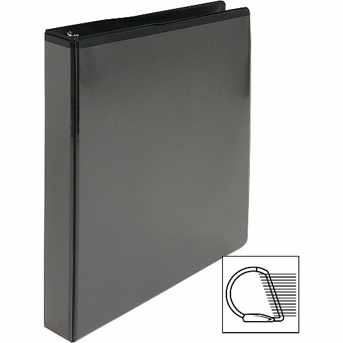 Business Source Basic D-Ring View Binders 1" Binder Capacity - Letter - 8 1/2" x 11" Sheet Size - Fastener(s): D-Ring - Polypropylene - Black - Clear Overlay - 1 Each (BSN28446)