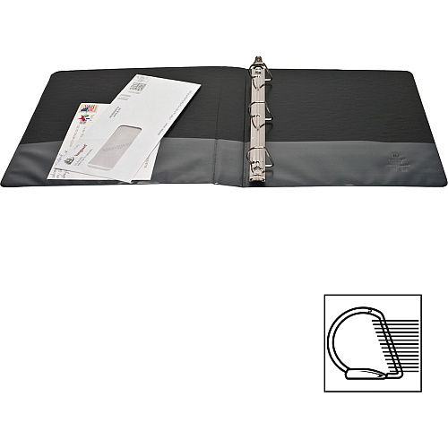 Business Source Basic D-Ring View Binders 1" Binder Capacity - Letter - 8 1/2" x 11" Sheet Size - Fastener(s): D-Ring - Polypropylene - Black - Clear Overlay - 1 Each (BSN28446)