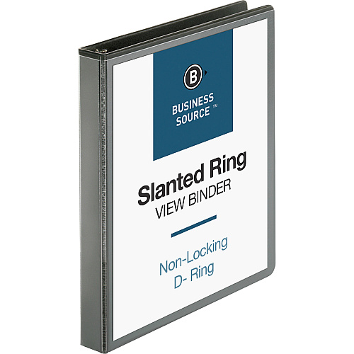 Business Source Basic D-Ring View Binders 1" Binder Capacity - Letter - 8 1/2" x 11" Sheet Size - Fastener(s): D-Ring - Polypropylene - Black - Clear Overlay - 1 Each (BSN28446)