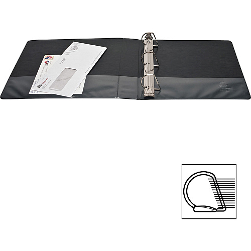 Business Source Basic D-Ring View Binders 1 1/2" Binder Capacity - Letter - 8 1/2" x 11" Sheet Size - Fastener(s): D-Ring - Polypropylene - Black - Clear Overlay - 1 Each (BSN28447)