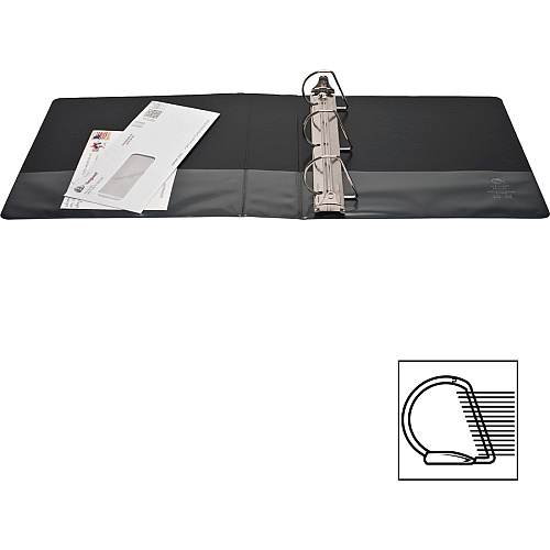 Business Source Basic D-Ring View Binders 2" Binder Capacity - Letter - 8 1/2" x 11" Sheet Size - Fastener(s): D-Ring - Polypropylene - Black - Clear Overlay - 1 Each (BSN28448)